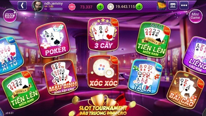 Giao diện cổng game tip club